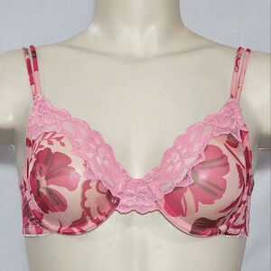 Gilligan O'Malley Sheer Mesh‎ Underwire Bra 34B Pink Floral  Excellent Pre-owned